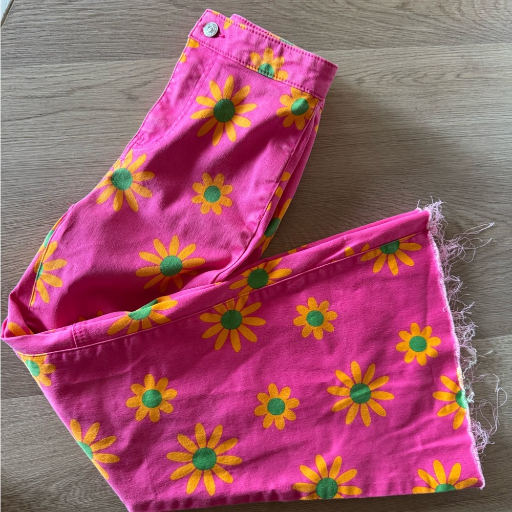 Pink Floral Patterned Pants